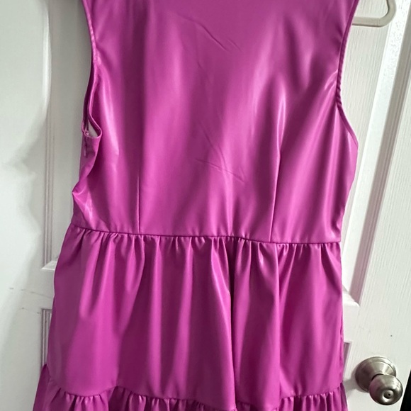 ee some NWOT faux pink leather tired dress size large - Picture 4 of 4